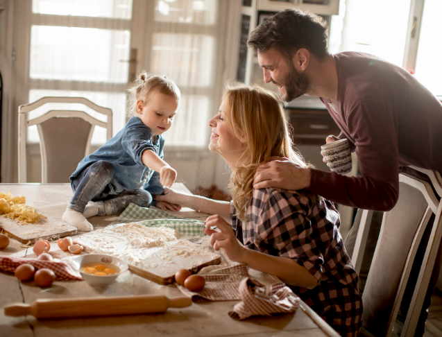 Family baking together