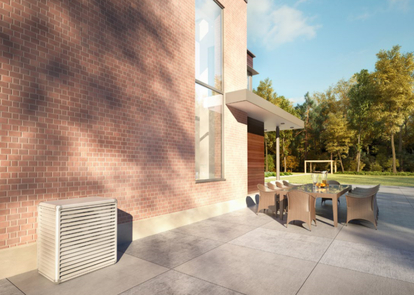 BoxAir Outside Modern Red Brick House