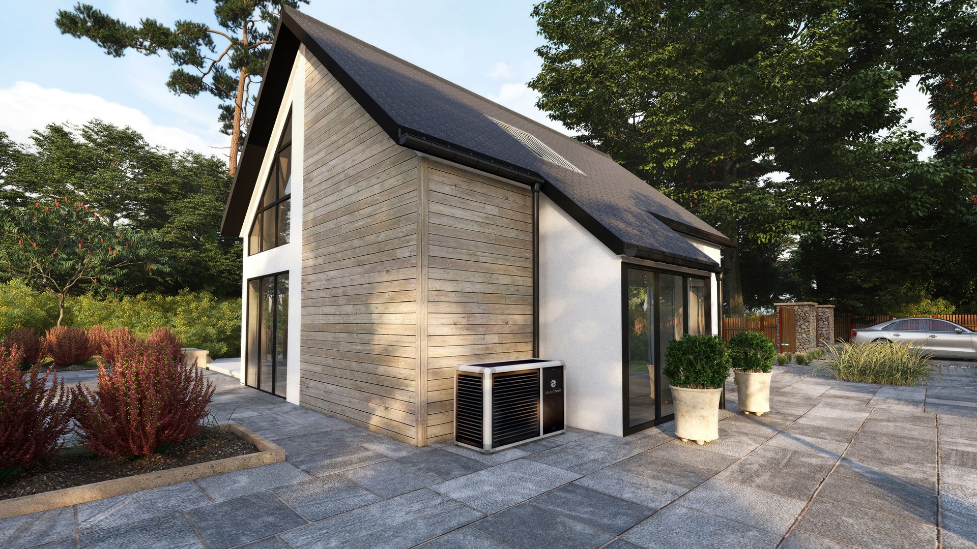 House with Air Source Heat Pump House ASHP Air Source Heat Pump